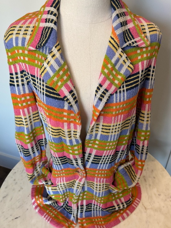 Missoni Jackets & Blazers - Vintage Missoni Multicolor Plaid Knit Blazer in Pink, Green, Orange, Blue